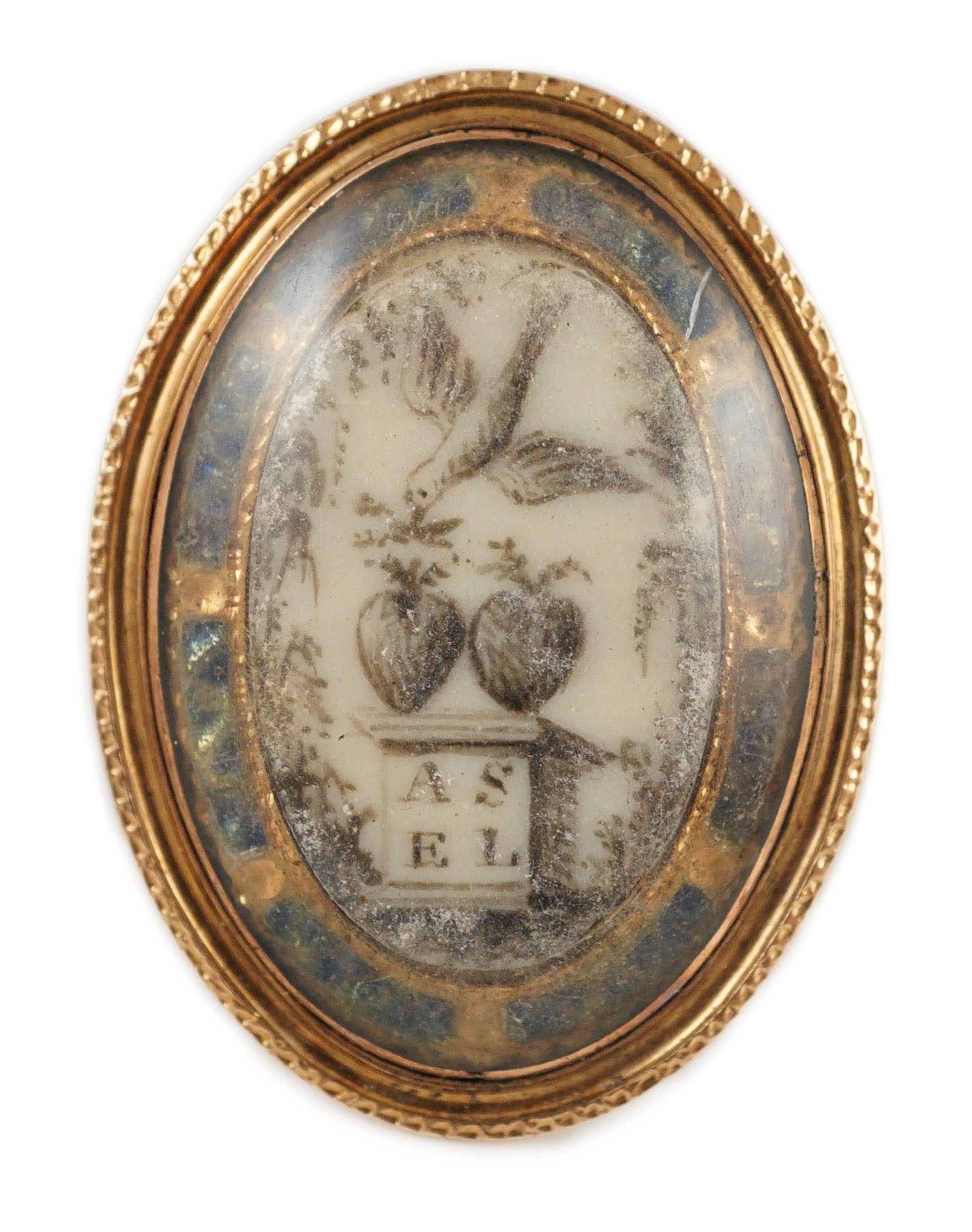 A Regency gold and inset ivory oval memorial ring